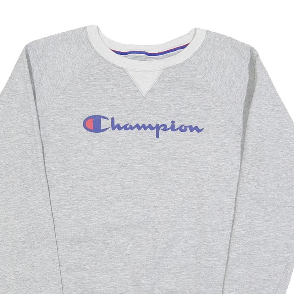 CHAMPION Mens Grey Crew Neck S Cotton Blend Pullover Sweatshirt