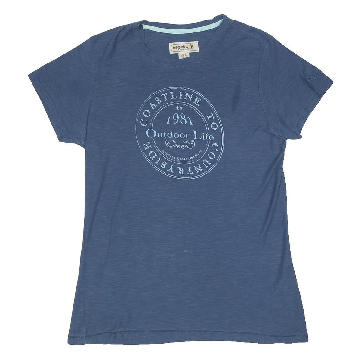 REGATTA Womens Blue Outdoor Life Graphic T-Shirt UK 16 Short Sleeve Round Neck