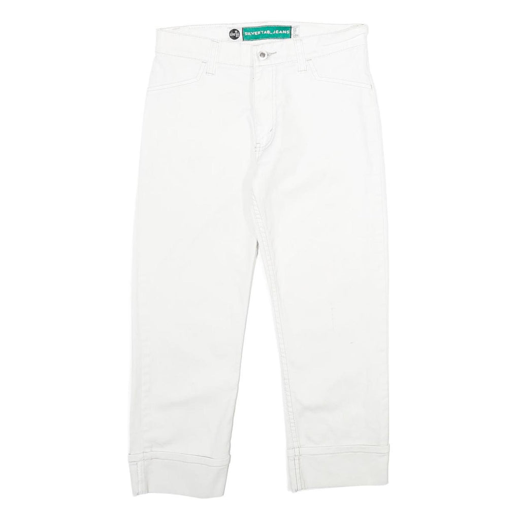 LEVI'S Silver Tab Womens Jeans White Regular Straight Denim W26 L24 Zip Cotton
