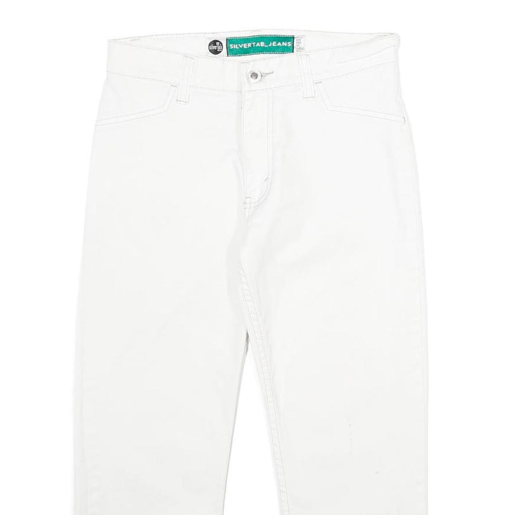 LEVI'S Silver Tab Womens Jeans White Regular Straight Denim W26 L24 Zip Cotton