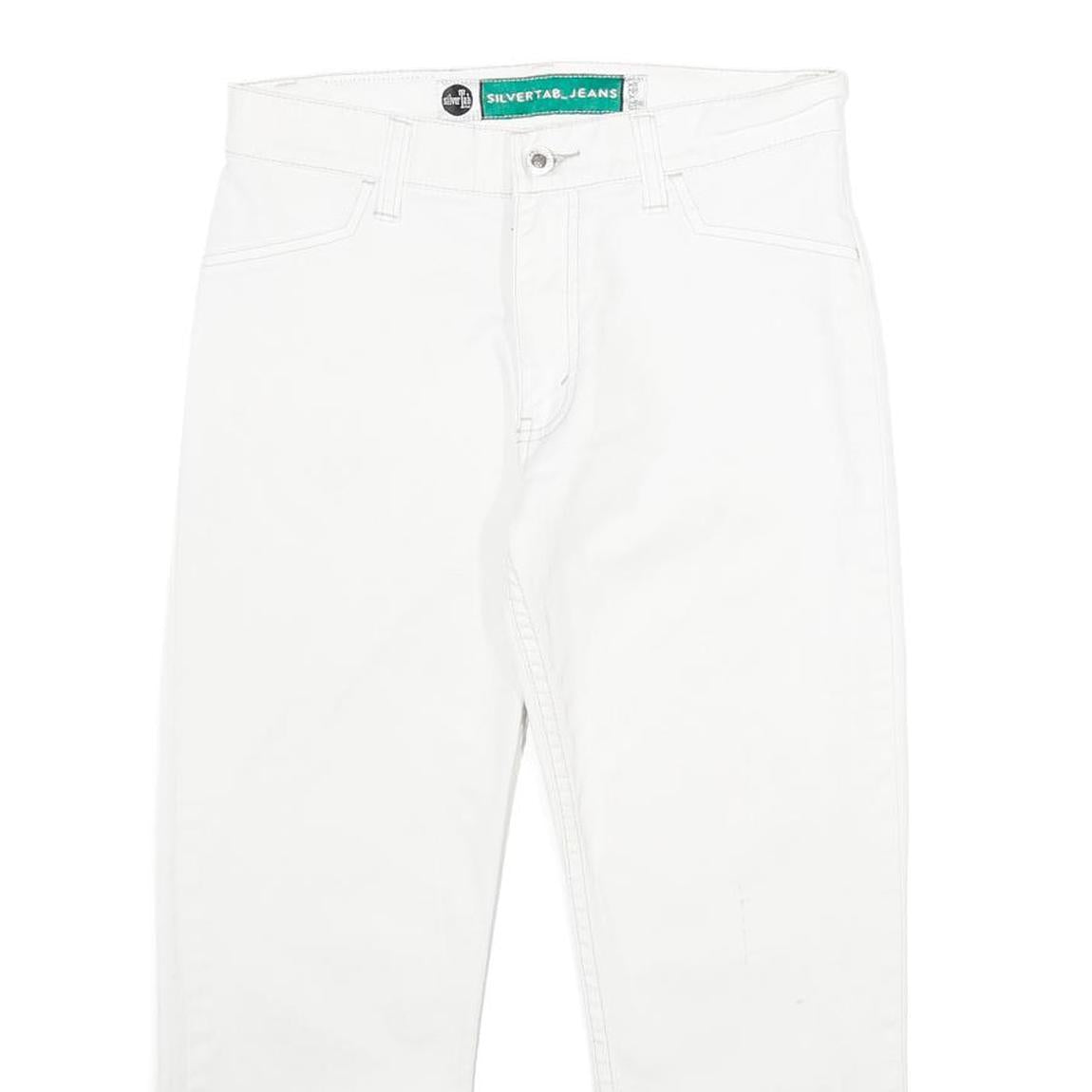 LEVI'S Silver Tab Womens Jeans White Regular Straight Denim W26 L24 Zip Cotton