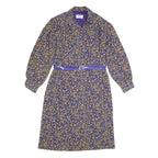 RIO Womens Blue & Yellow Day Dress Polyester Long Sleeve Knee Length L Elegant