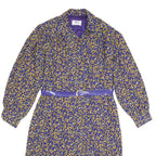 RIO Womens Blue & Yellow Day Dress Polyester Long Sleeve Knee Length L Elegant