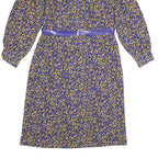 RIO Womens Blue & Yellow Day Dress Polyester Long Sleeve Knee Length L Elegant