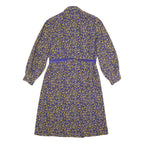 RIO Womens Blue & Yellow Day Dress Polyester Long Sleeve Knee Length L Elegant