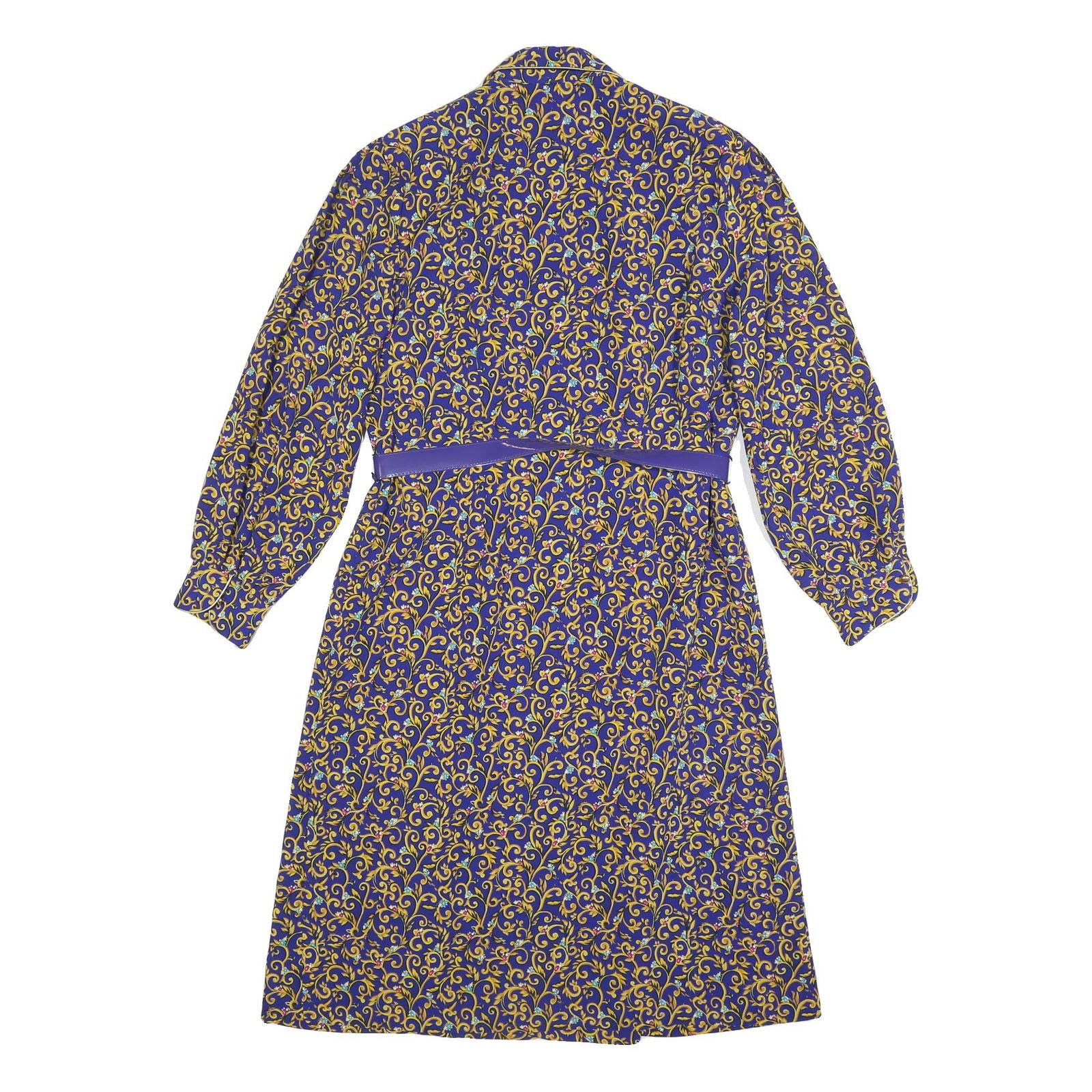 RIO Womens Blue & Yellow Day Dress Polyester Long Sleeve Knee Length L Elegant