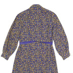 RIO Womens Blue & Yellow Day Dress Polyester Long Sleeve Knee Length L Elegant