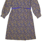 RIO Womens Blue & Yellow Day Dress Polyester Long Sleeve Knee Length L Elegant