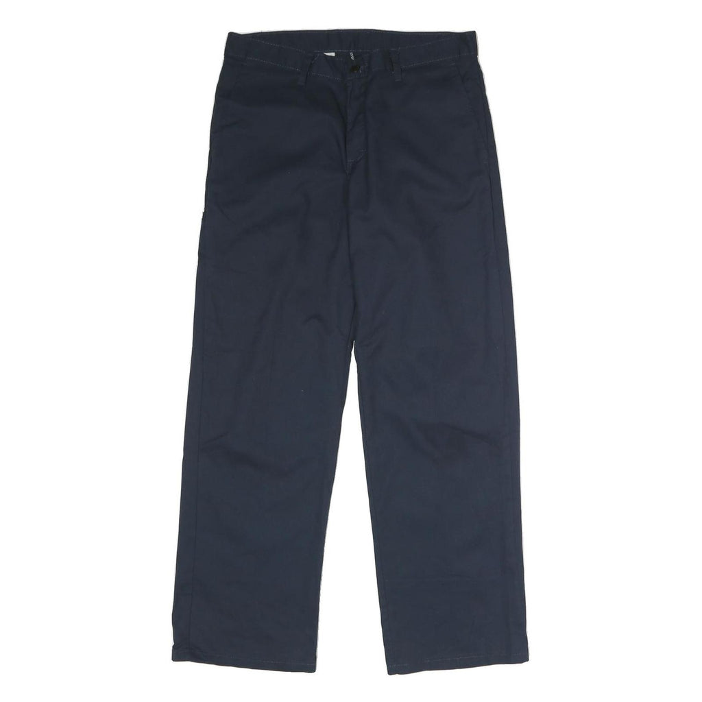 DICKIES Mens Polyester Blend Navy Regular Straight Trousers W32 L30 Workwear Zip