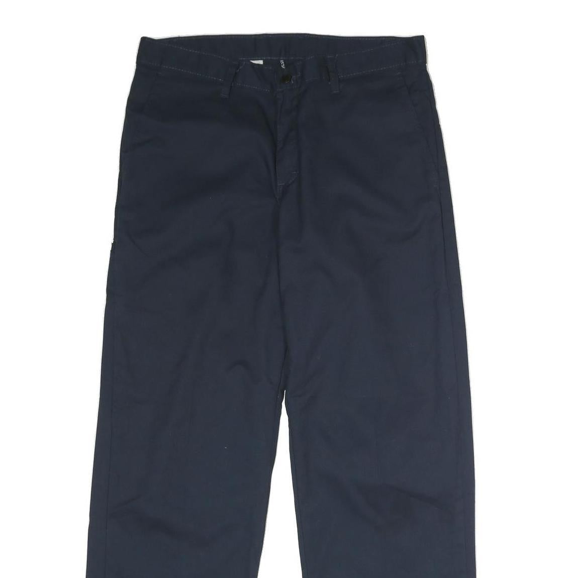 DICKIES Mens Polyester Blend Navy Regular Straight Trousers W32 L30 Workwear Zip