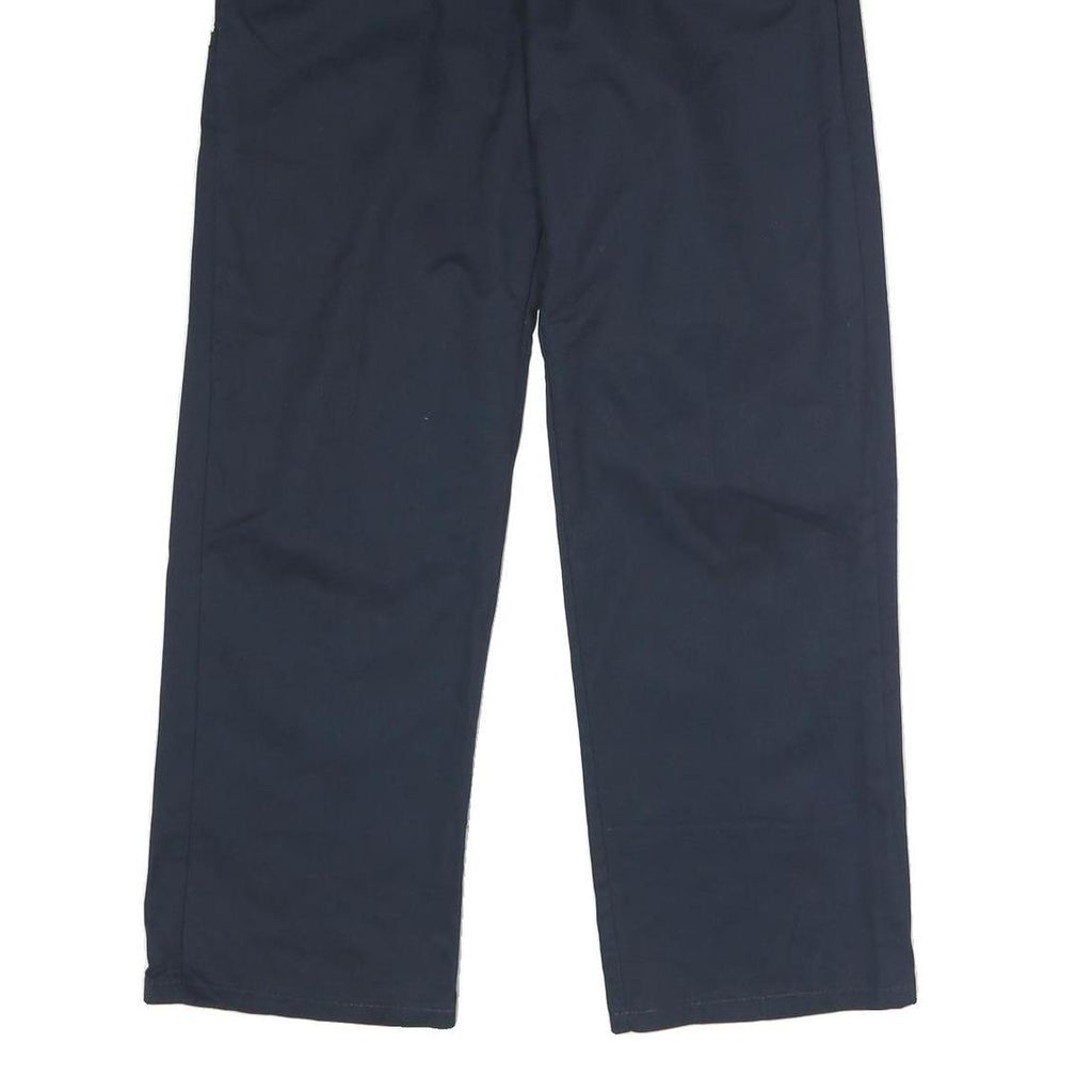 DICKIES Mens Polyester Blend Navy Regular Straight Trousers W32 L30 Workwear Zip
