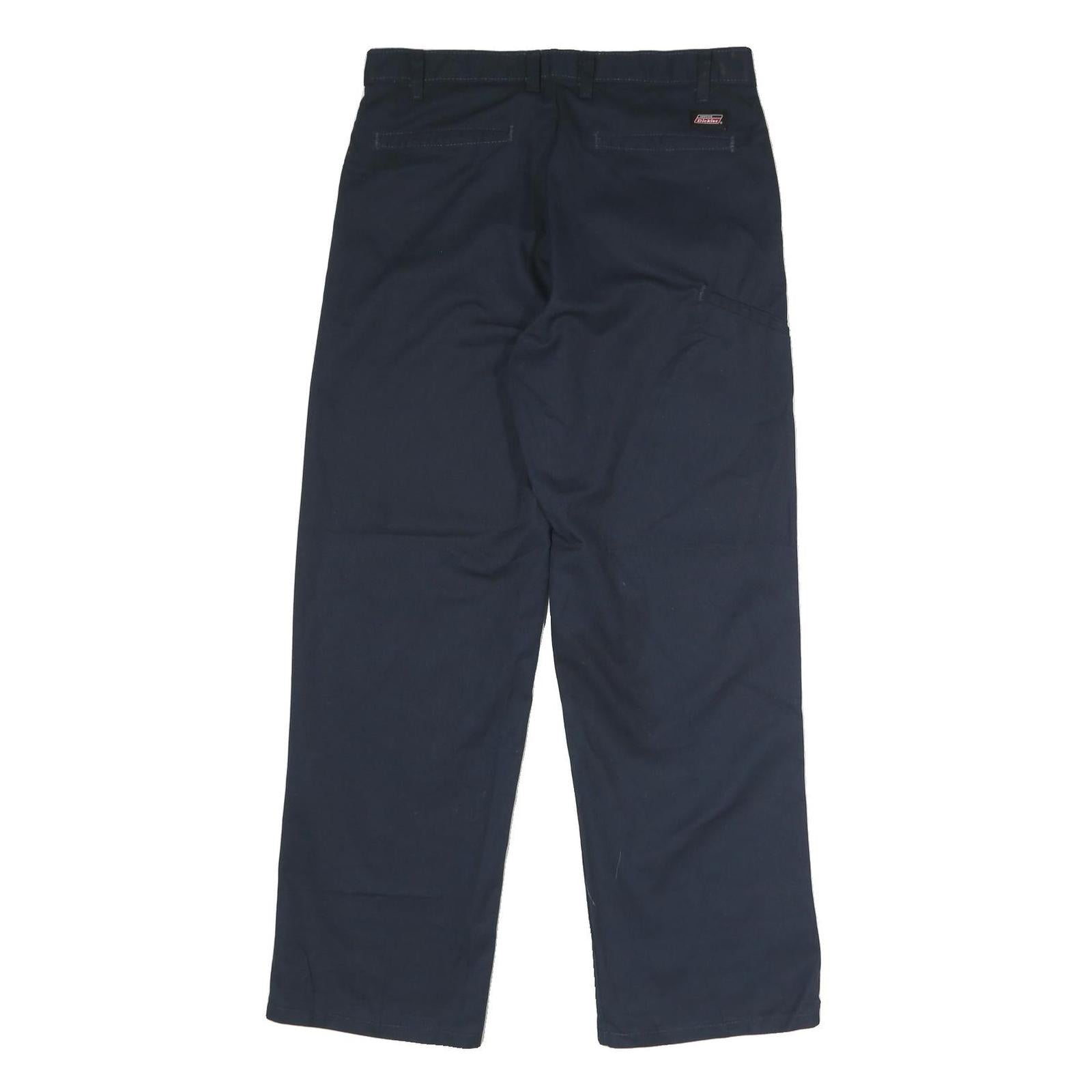 DICKIES Mens Polyester Blend Navy Regular Straight Trousers W32 L30 Workwear Zip