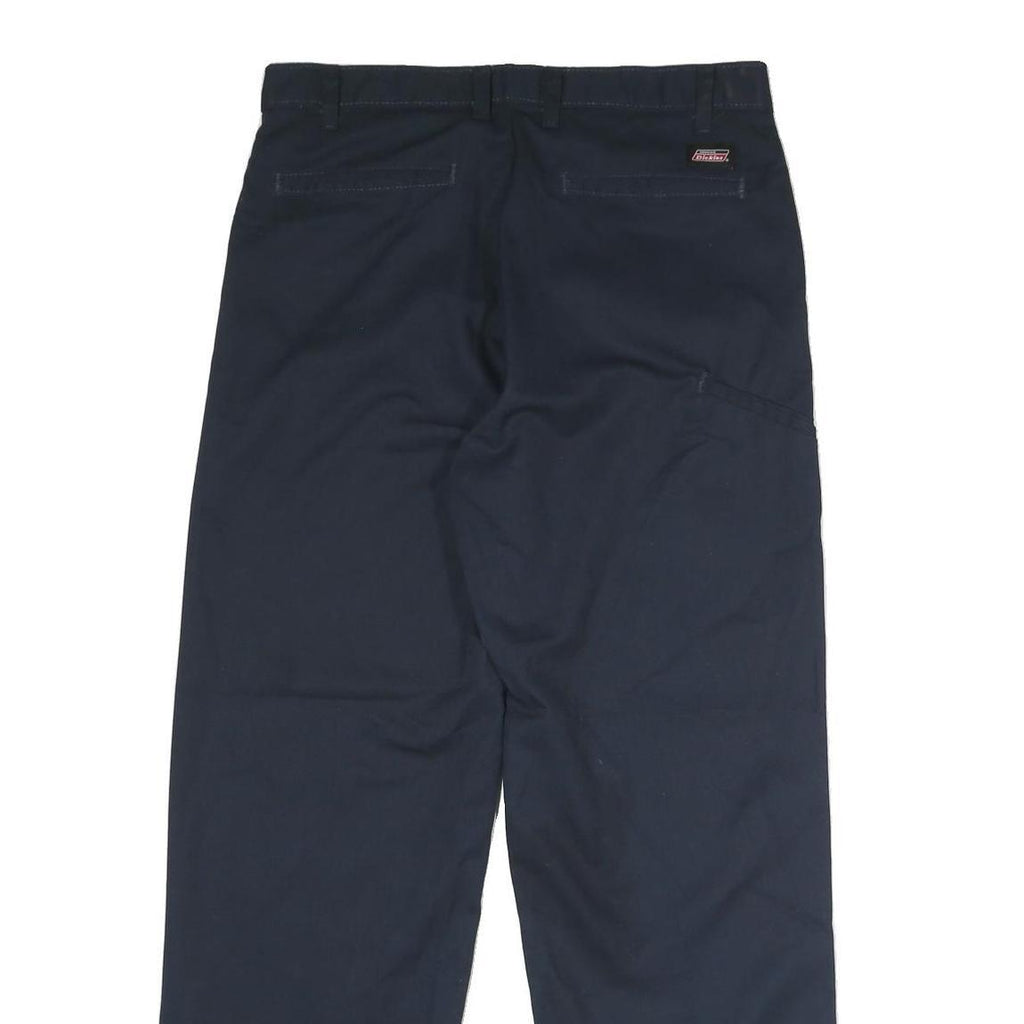 DICKIES Mens Polyester Blend Navy Regular Straight Trousers W32 L30 Workwear Zip