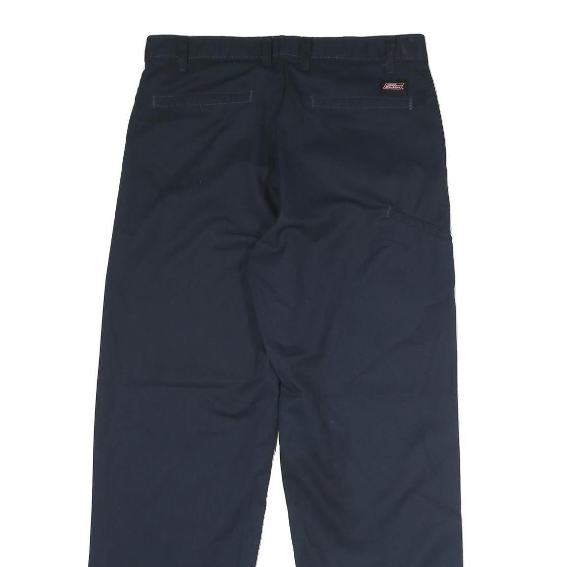 DICKIES Mens Polyester Blend Navy Regular Straight Trousers W32 L30 Workwear Zip