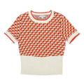 EVA MENDES Womens Orange & Cream Patterned Jumper Crew Neck Basic Knit M Rayon