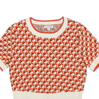 EVA MENDES Womens Orange & Cream Patterned Jumper Crew Neck Basic Knit M Rayon