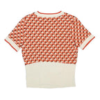 EVA MENDES Womens Orange & Cream Patterned Jumper Crew Neck Basic Knit M Rayon