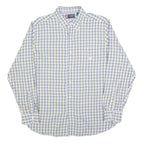 CHAPS Mens Yellow & Blue Check Shirt L Casual Cotton Blend Long Sleeve Button