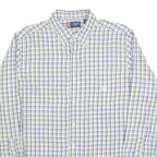 CHAPS Mens Yellow & Blue Check Shirt L Casual Cotton Blend Long Sleeve Button