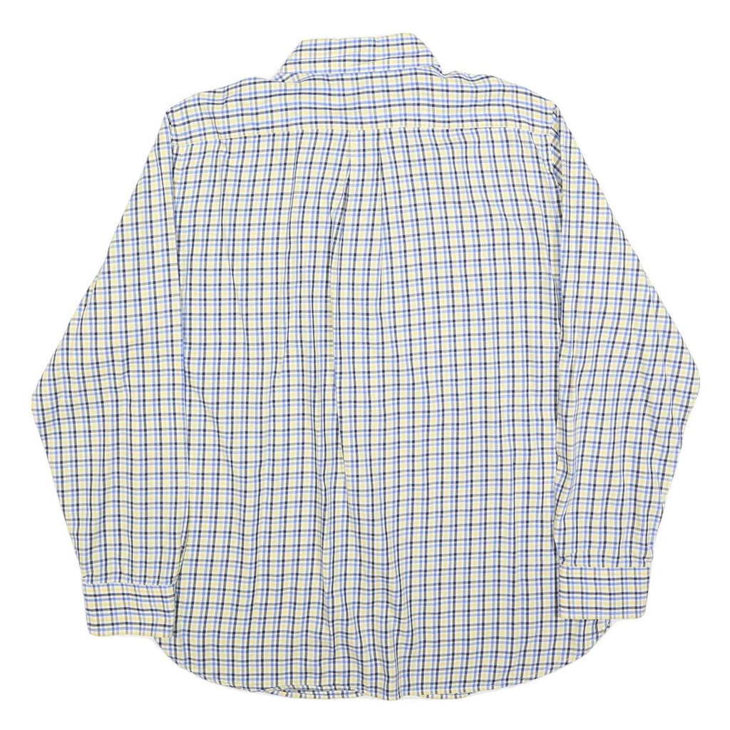 CHAPS Mens Yellow & Blue Check Shirt L Casual Cotton Blend Long Sleeve Button