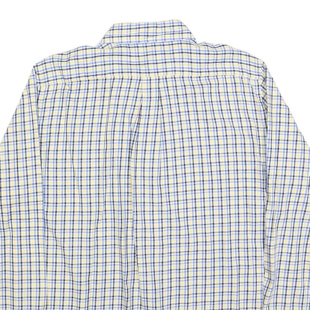 CHAPS Mens Yellow & Blue Check Shirt L Casual Cotton Blend Long Sleeve Button