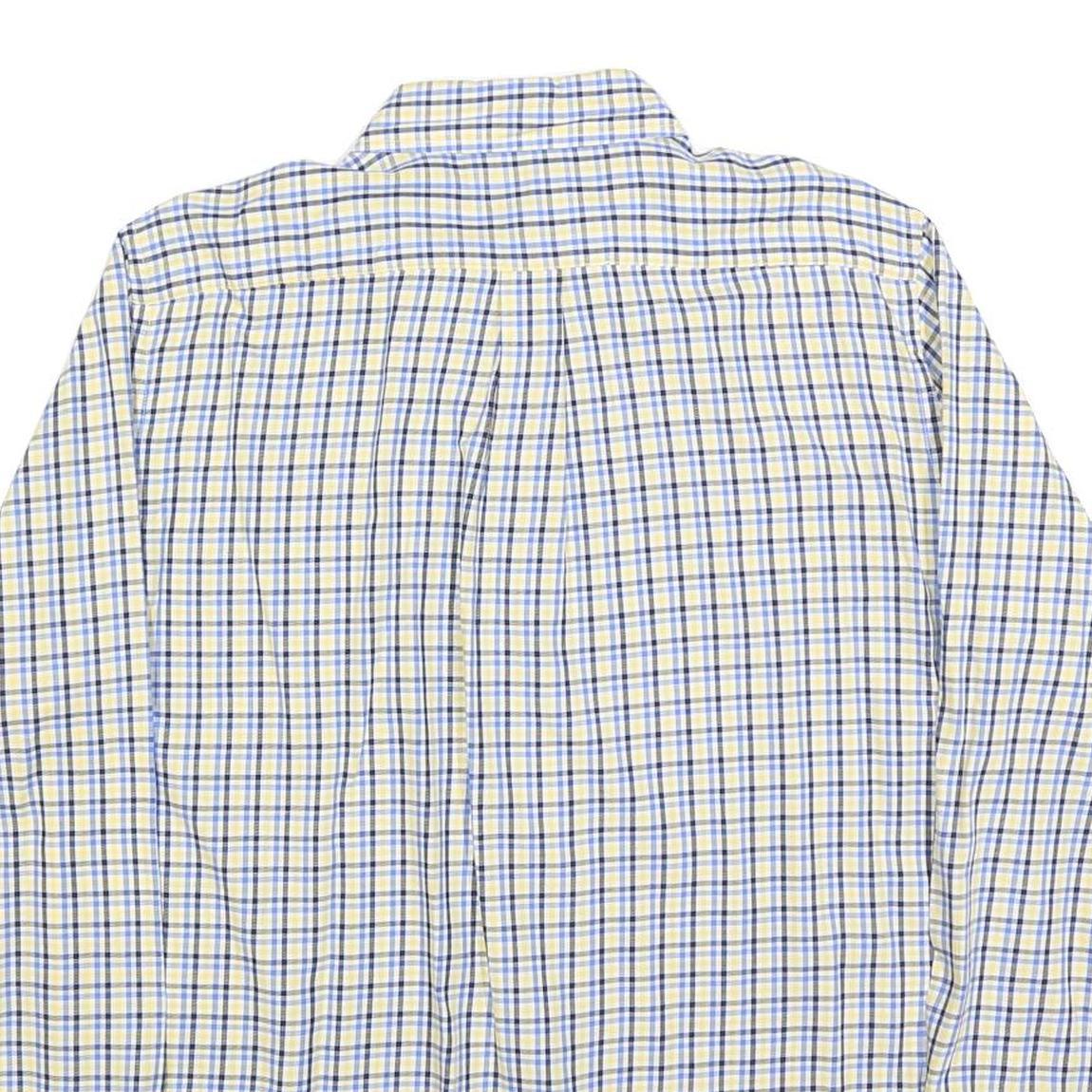 CHAPS Mens Yellow & Blue Check Shirt L Casual Cotton Blend Long Sleeve Button