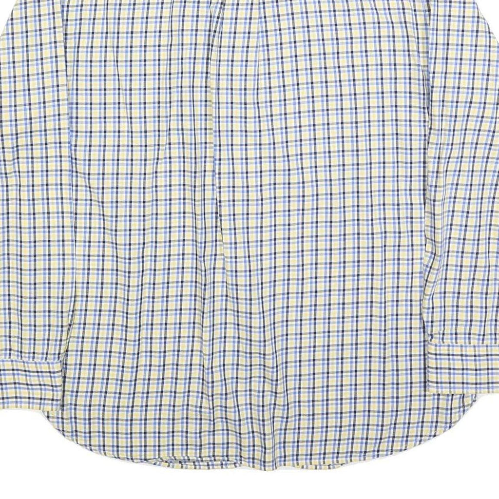 CHAPS Mens Yellow & Blue Check Shirt L Casual Cotton Blend Long Sleeve Button