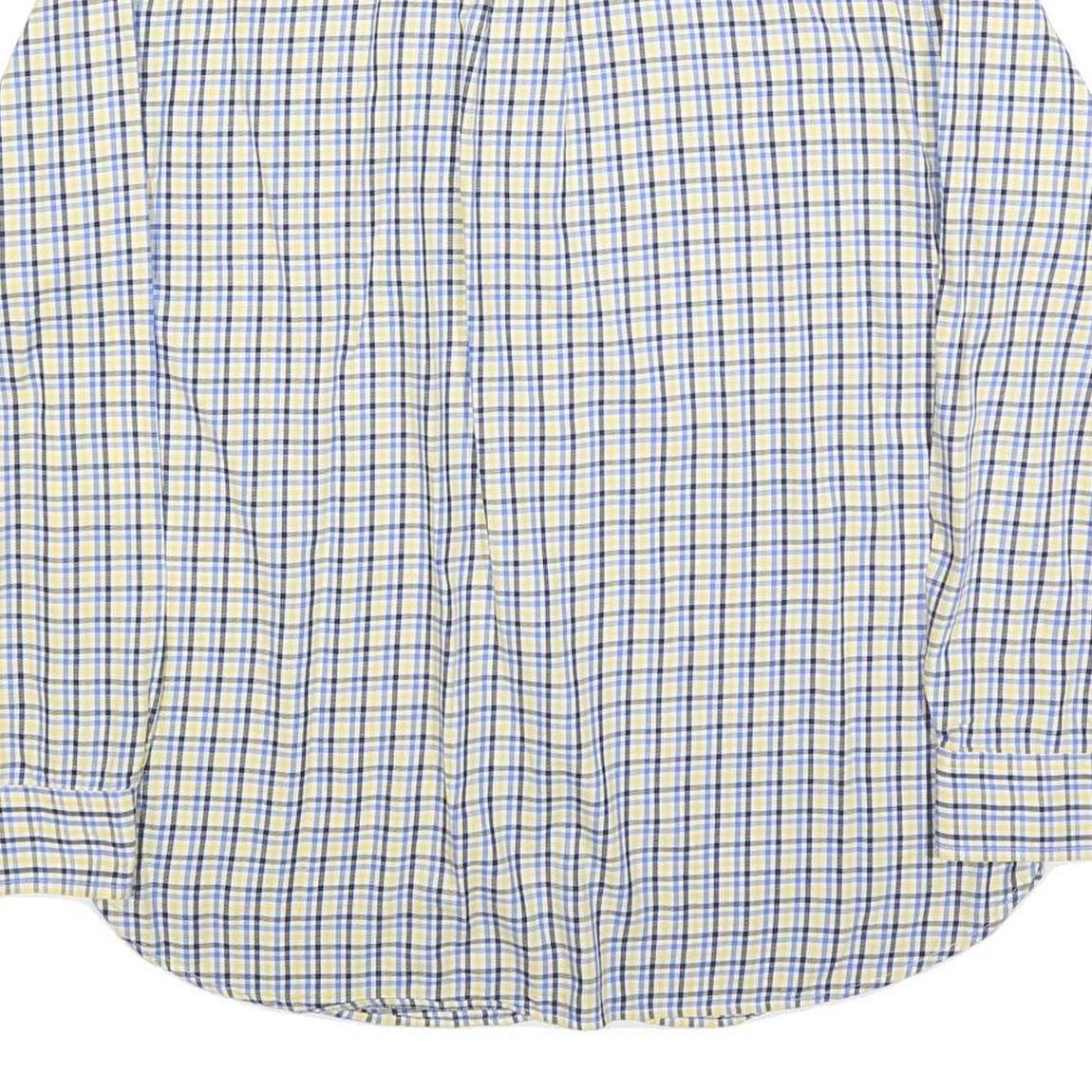 CHAPS Mens Yellow & Blue Check Shirt L Casual Cotton Blend Long Sleeve Button