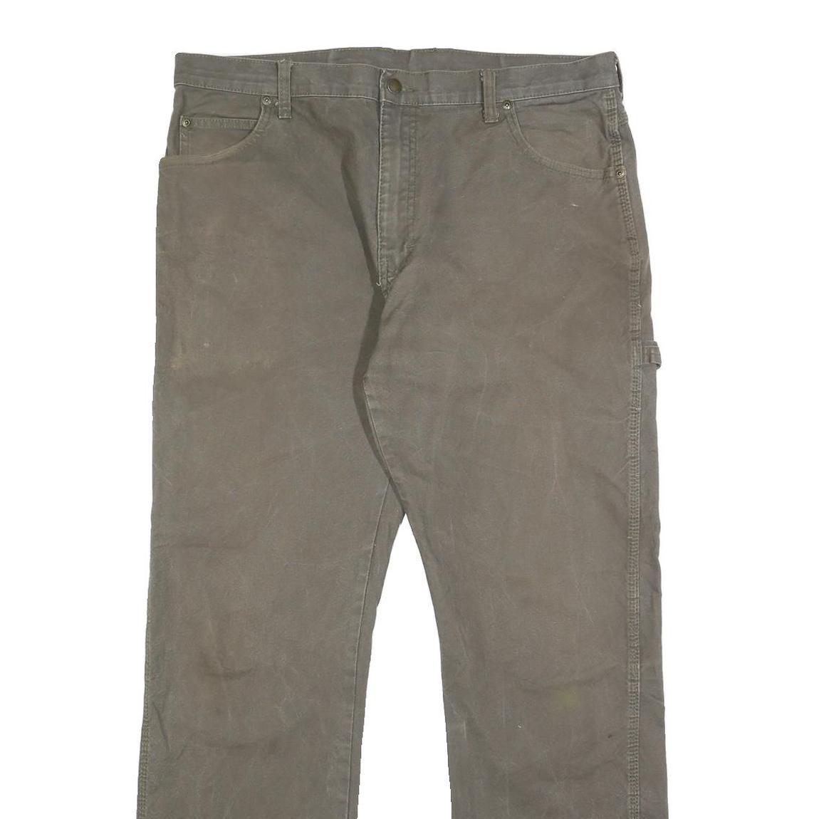 DICKIES Mens Cotton Blend Brown Regular Straight Trousers W36 L29 Workwear Zip