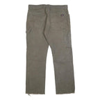 DICKIES Mens Cotton Blend Brown Regular Straight Trousers W36 L29 Workwear Zip