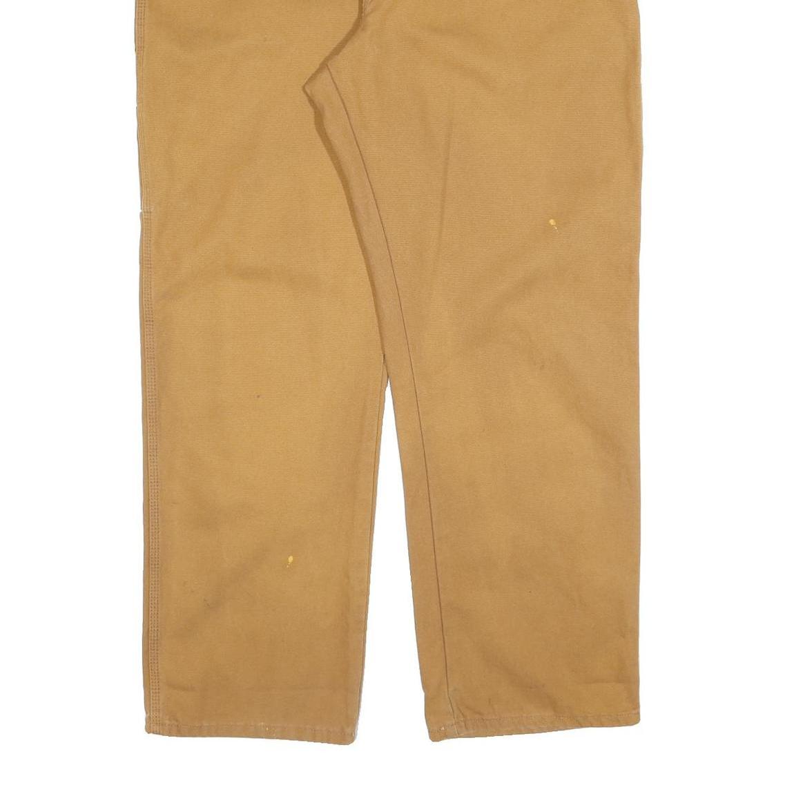 DICKIES Mens Cotton Beige Regular Straight Trousers W42 L32 Workwear Durable Zip