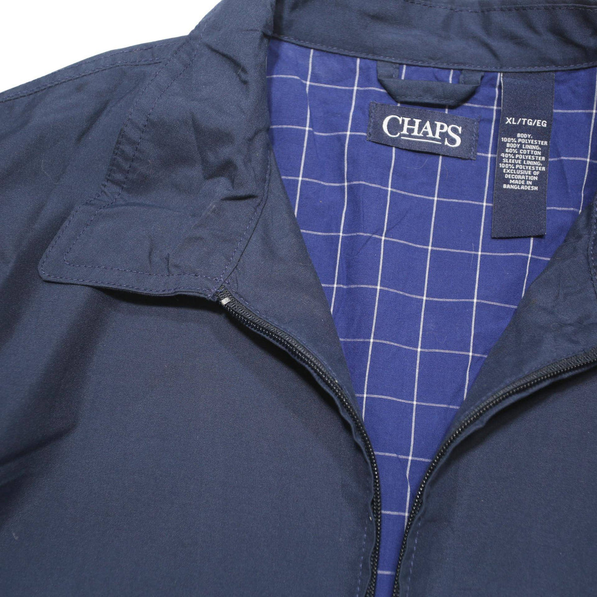 CHAPS Mens Navy Blue Jacket XL Polyester Blend Zip Plain Lightweight