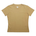 CALVIN KLEIN JEANS Womens Beige V-Neck T-Shirt L Cotton Blend Short Sleeve