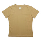 CALVIN KLEIN JEANS Womens Beige V-Neck T-Shirt L Cotton Blend Short Sleeve