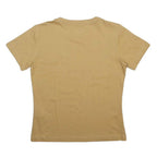 CALVIN KLEIN JEANS Womens Beige V-Neck T-Shirt L Cotton Blend Short Sleeve