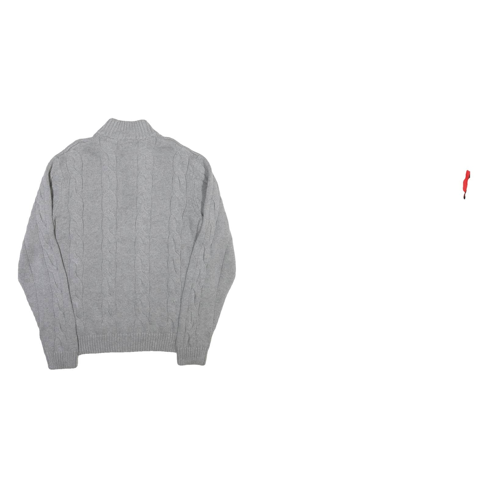 CHAPS Mens Grey Cable Knit Cotton Pullover Roll Neck Jumper L Chestnut Buttons