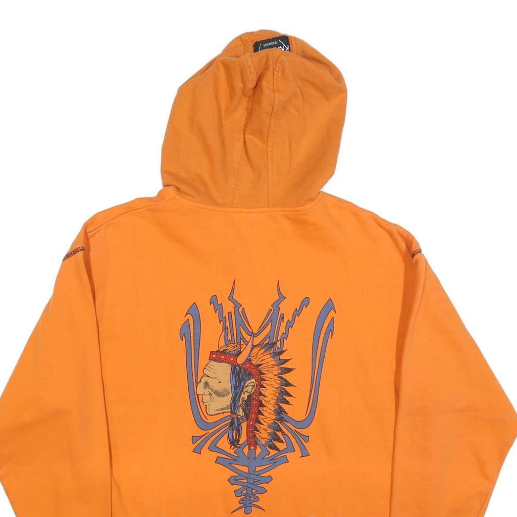 KICKDOWN Mens Orange Hoodie M Cotton Blend ¼ Zip Graphic Print