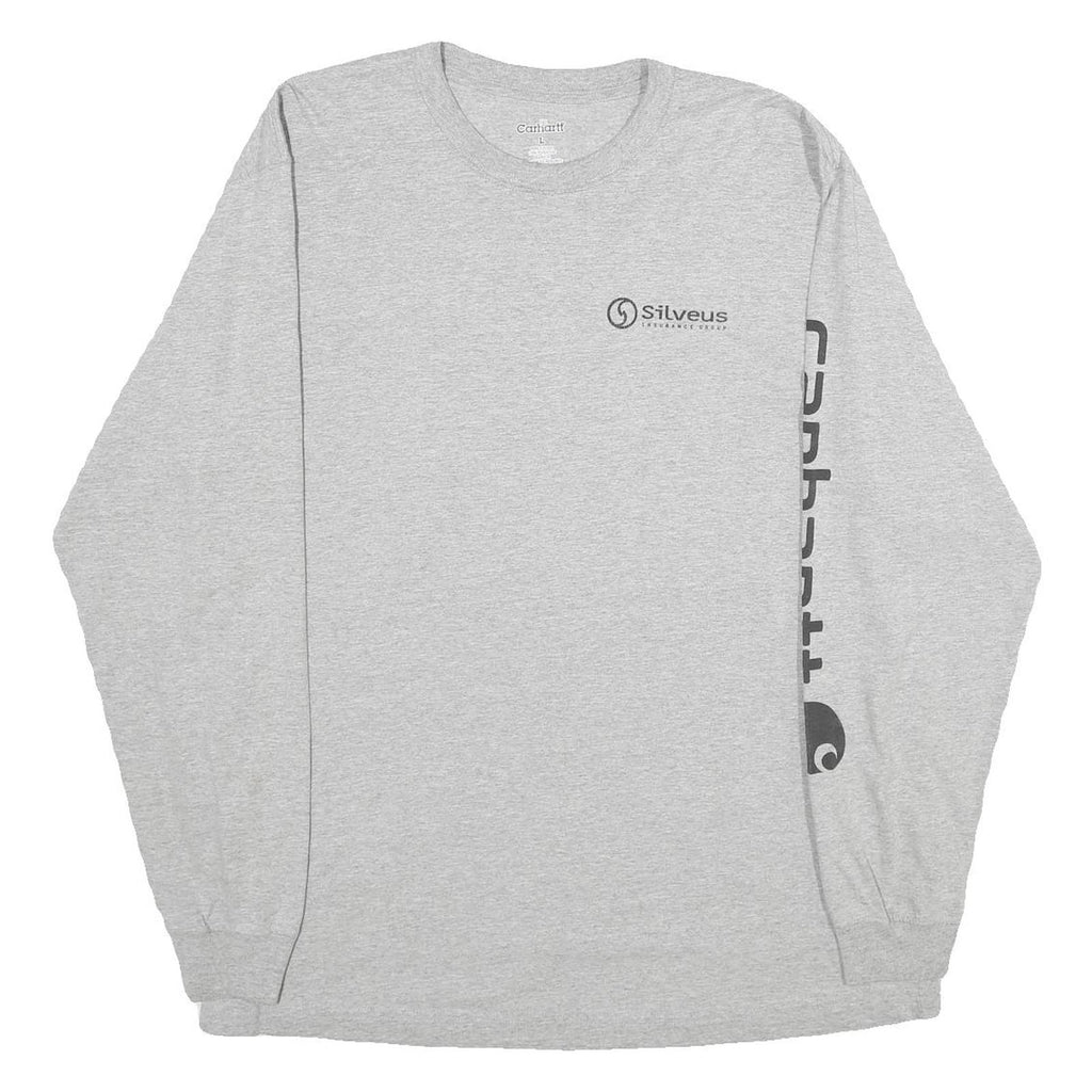 CARHARTT Mens Grey Long Sleeve Crew Neck Cotton Blend Logo Graphic L