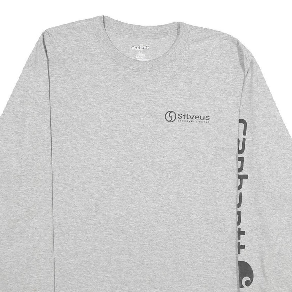CARHARTT Mens Grey Long Sleeve Crew Neck Cotton Blend Logo Graphic L