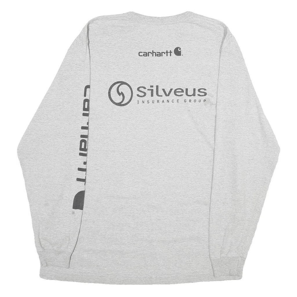 CARHARTT Mens Grey Long Sleeve Crew Neck Cotton Blend Logo Graphic L