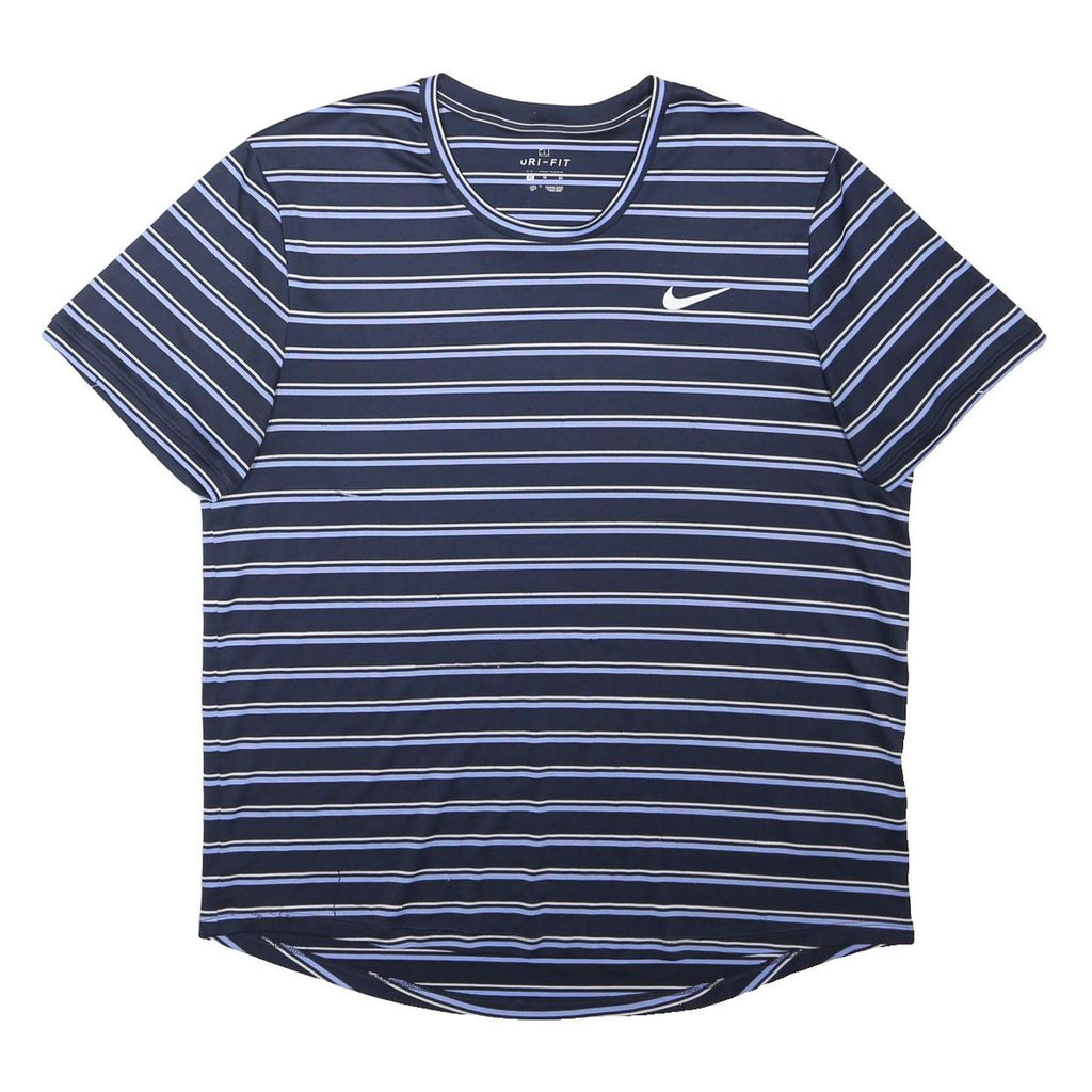 NIKE Mens Blue & White Stripe Graphic T-Shirt XL Short Sleeve Crew Neck