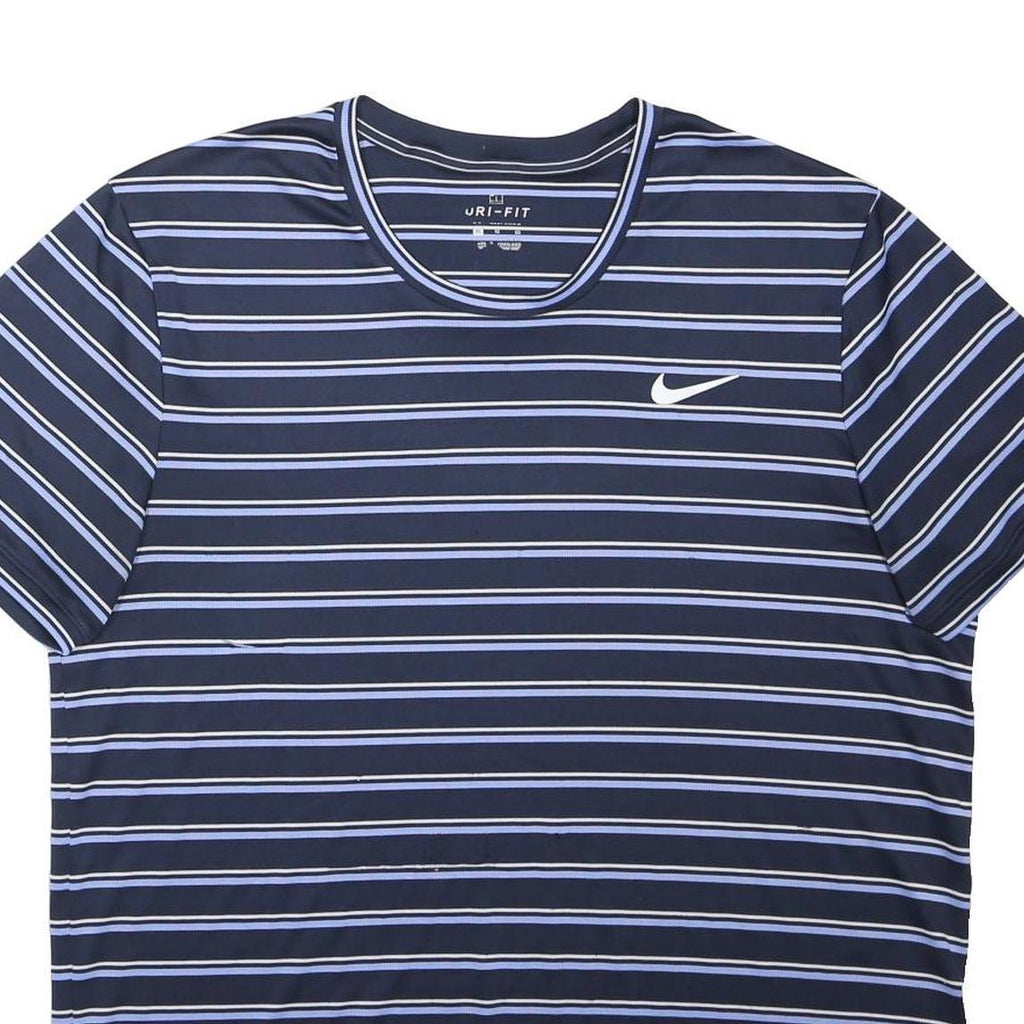 NIKE Mens Blue & White Stripe Graphic T-Shirt XL Short Sleeve Crew Neck