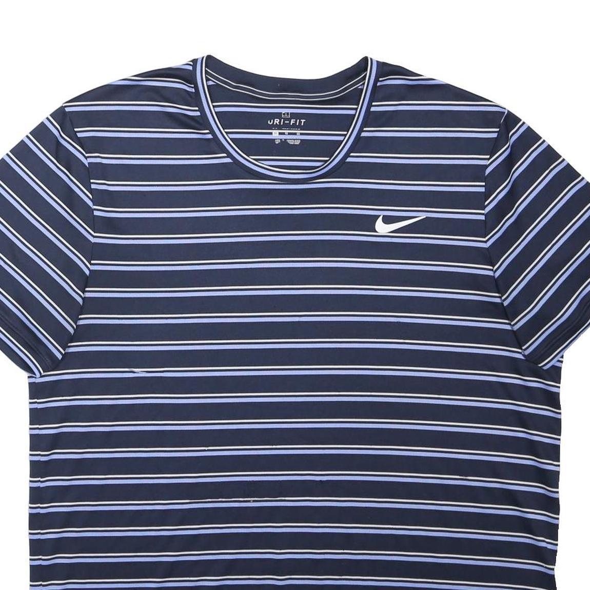 NIKE Mens Blue & White Stripe Graphic T-Shirt XL Short Sleeve Crew Neck