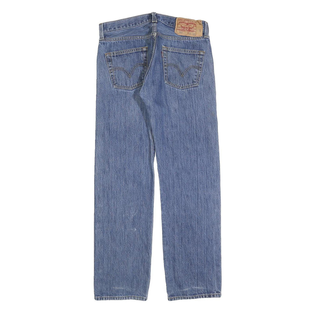 LEVI'S 501 Mens Jeans Blue Regular Straight Denim Medium W30 L30 Classic Button
