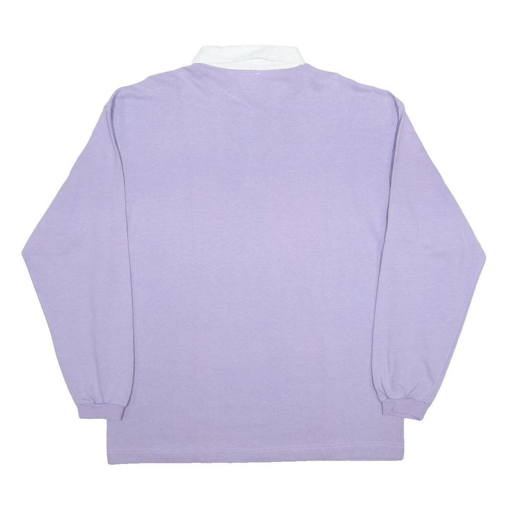 MURPHY & NYE Mens Lilac & White Long Sleeve Plain XL Cotton Polo Shirt
