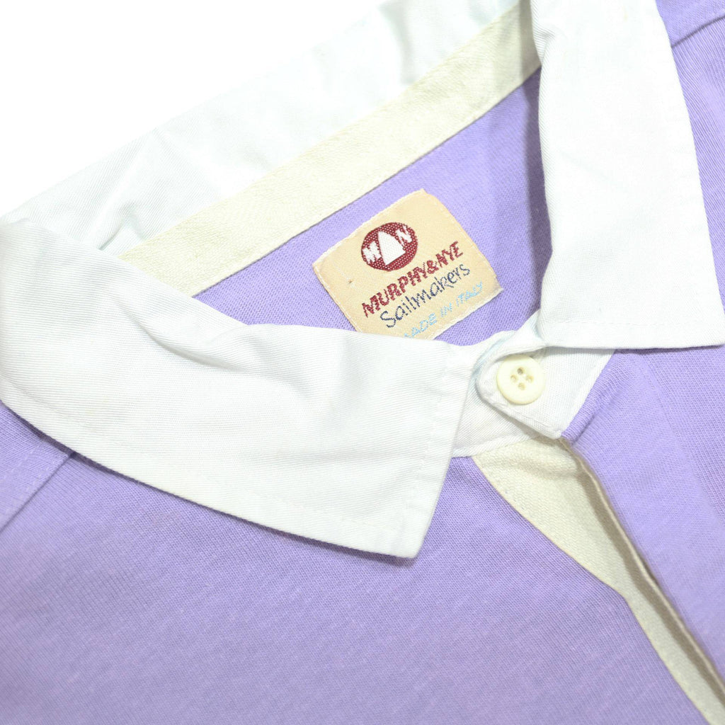 MURPHY & NYE Mens Lilac & White Long Sleeve Plain XL Cotton Polo Shirt