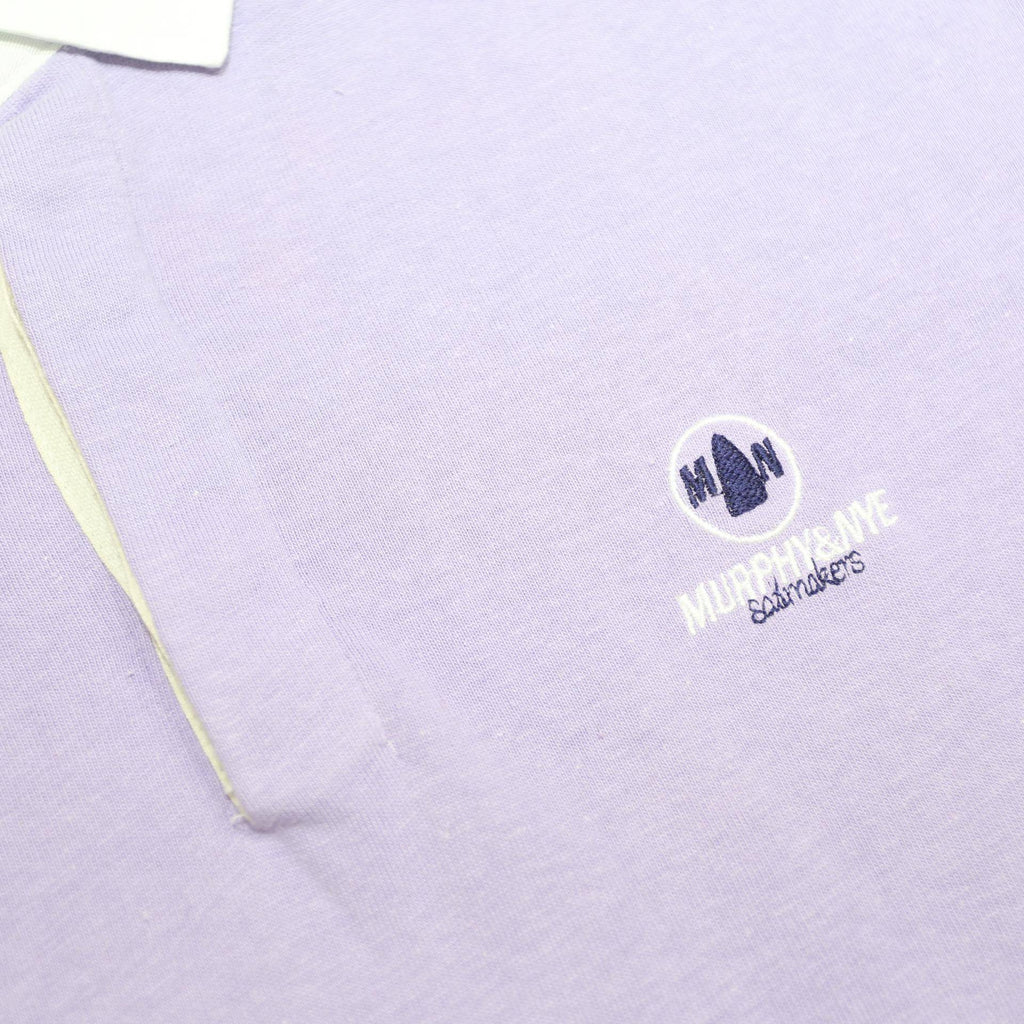 MURPHY & NYE Mens Lilac & White Long Sleeve Plain XL Cotton Polo Shirt