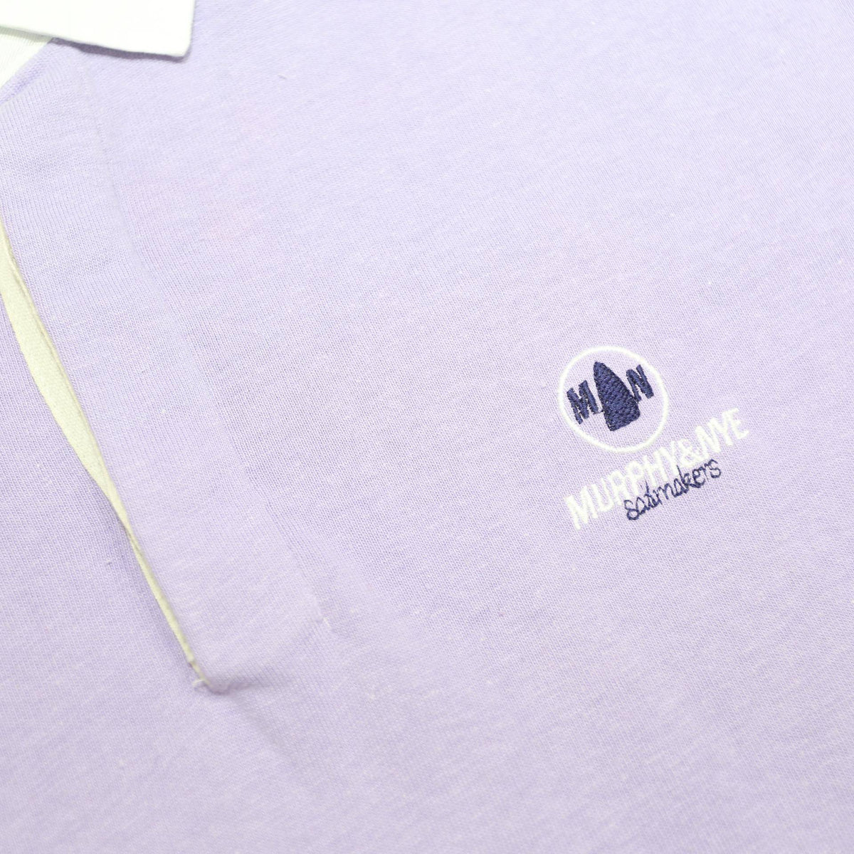 MURPHY & NYE Mens Lilac & White Long Sleeve Plain XL Cotton Polo Shirt