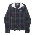 LA MARTINA Womens Blue & Yellow Check Shirt XL Embroidered Crest Button Collar