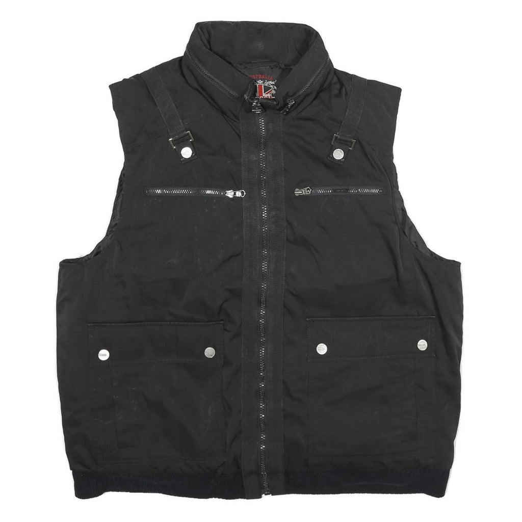 COOGI Mens Black Zip Jacket 2XL Polyester Plain Functional Pockets Sleeveless